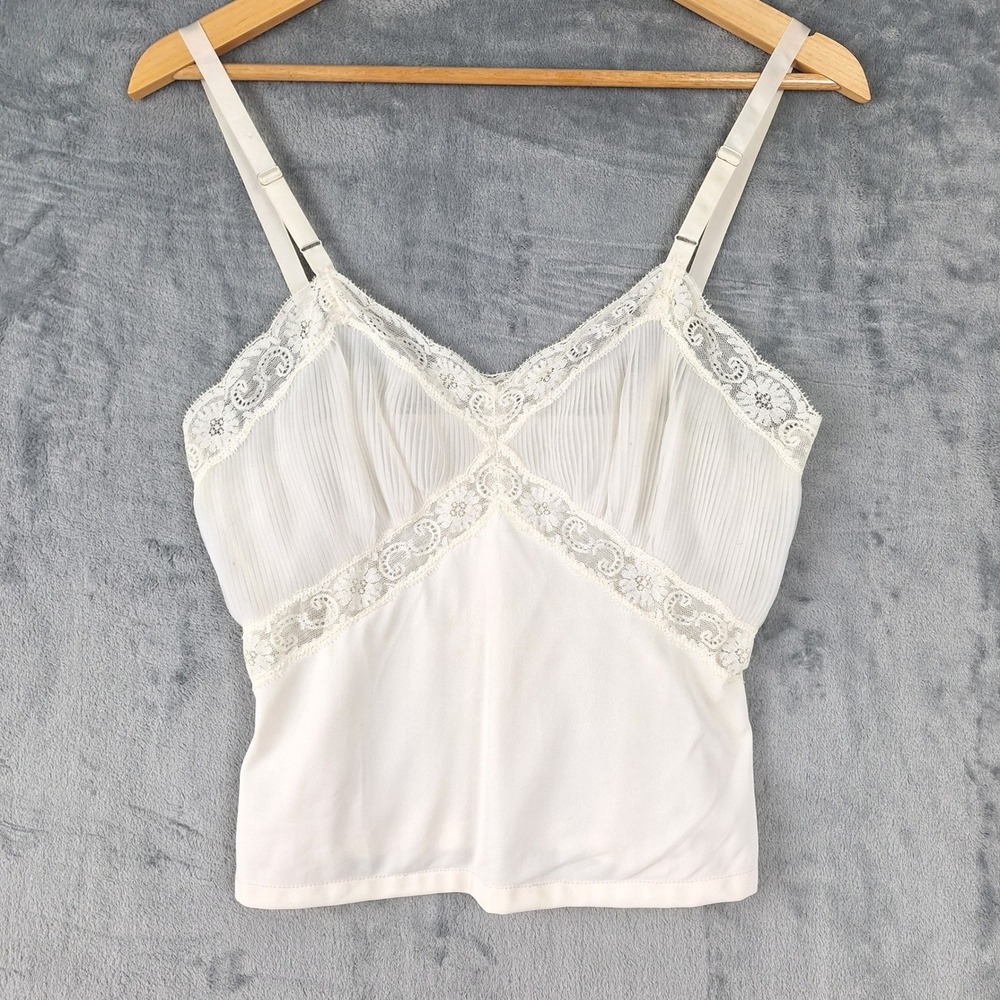 Vintage Womens Top 34 Small Babydoll Y2K Fairy Coquette Floral Lace Cami Bridal